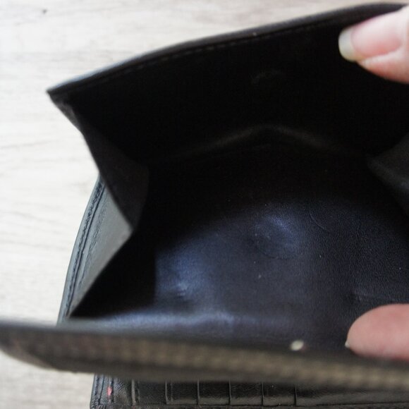 Coach Signature Canvas with Leather Trim & Buckle Compact Black Wallet - Picture 3 of 4